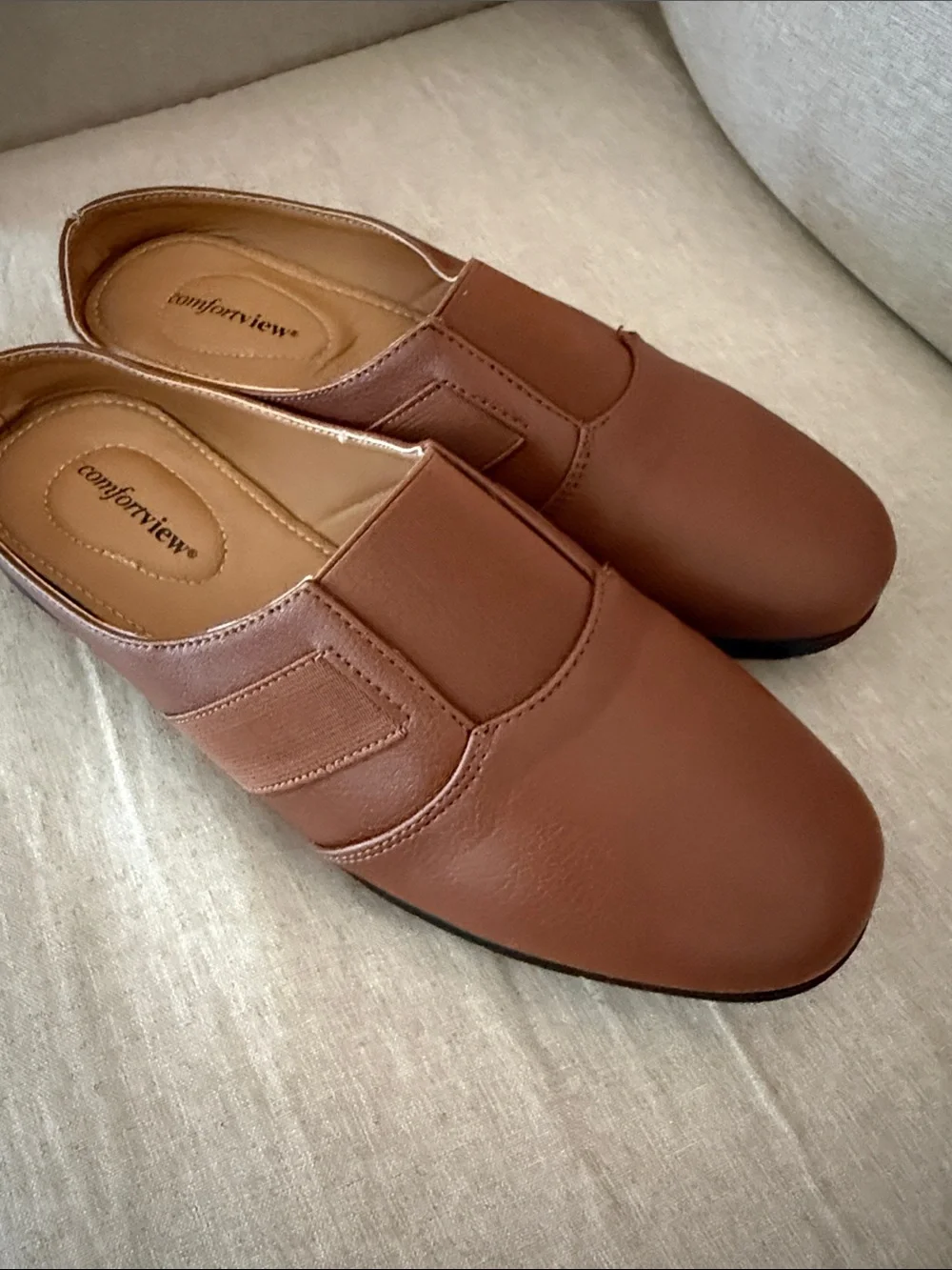 Comfortview Women's Brown Slip-On Mule Loafer